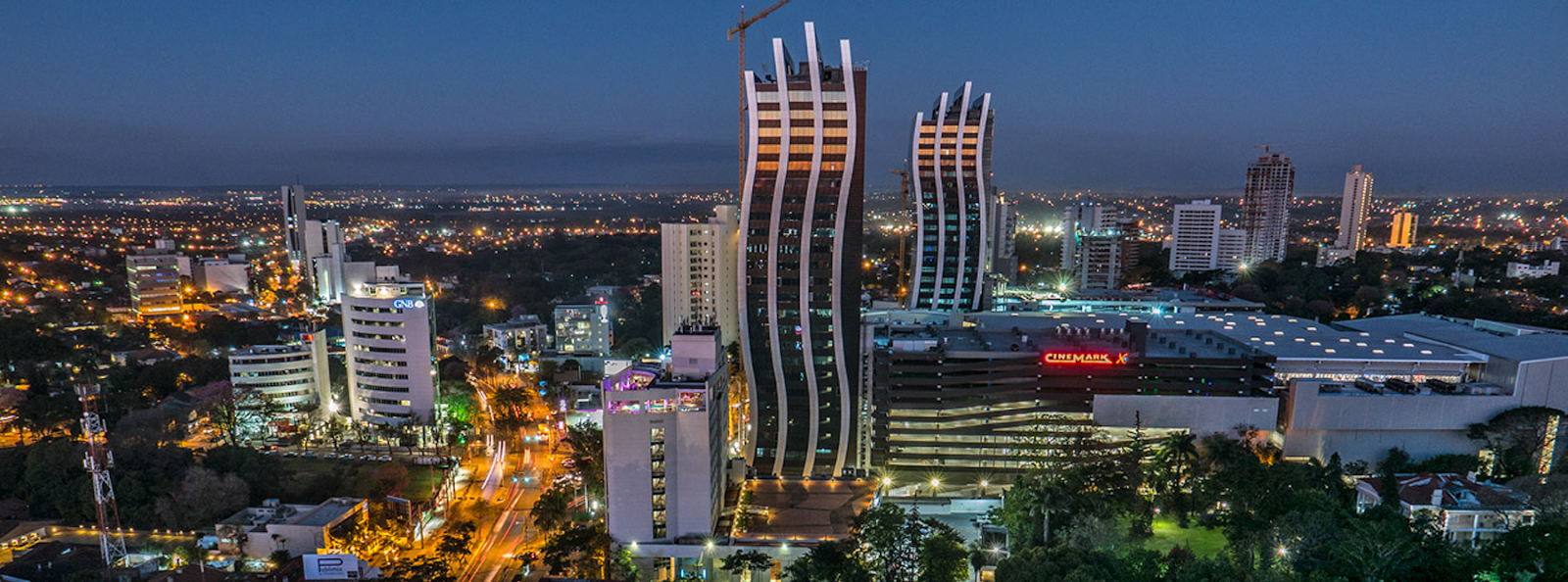 Asunción Paraguay skyline city lights and Paraguay River